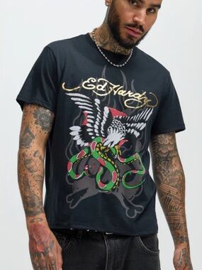 Ed Hardy Eagle Snake Short Sleeve Tee - Black size small